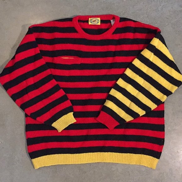 Vintage Sweaters Vintage Striped Sweater W Cool Mismatch Sleeve